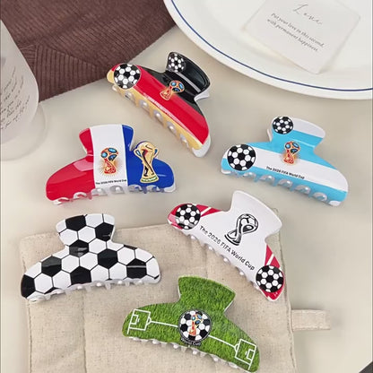2026 World Cup Women’s Hair Claw Clip Soccer Theme Shark Clip Hair Accessory