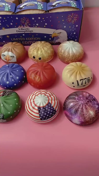 4th of July Mystery Squishy Dumpling Realistic Steamed Bun Stress Relief Squeeze Toy