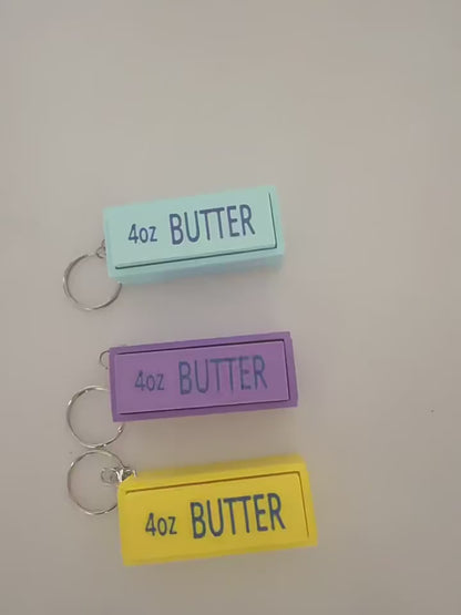 3D Printed Butter Clicker Fidget Keychain – Mini Food-Themed Bag Charm