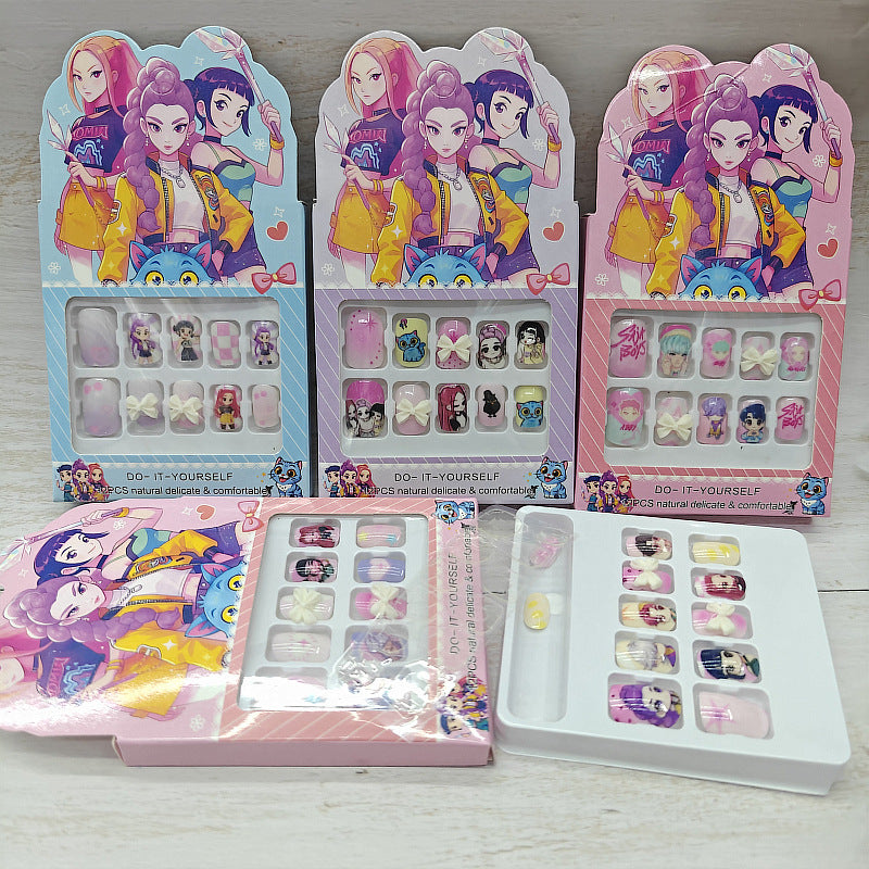 K-POP Demon Huntr Press-On Nails – Cute Handmade Nail Stickers for Girls