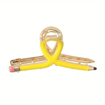 Cute Metal Pencil Hair Claw Clip – Back-to-School Gift & Creative Ponytail Holder